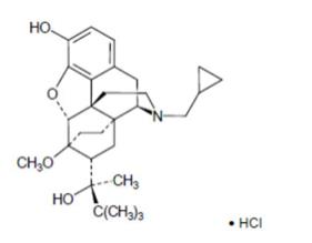 The following chemical structure for Buprenorphine HCl, USP has the molecular formula C29 H41 NO4 • HCl and the molecular weight is 504.10. It is a white or off-white crystalline powder, sparingly soluble in water, freely soluble in methanol, soluble in alcohol and practically insoluble in cyclohexane.
