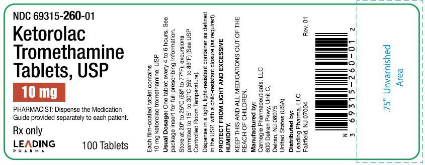 Ketorolac tromethamine Tablets, USP 10 mg Label