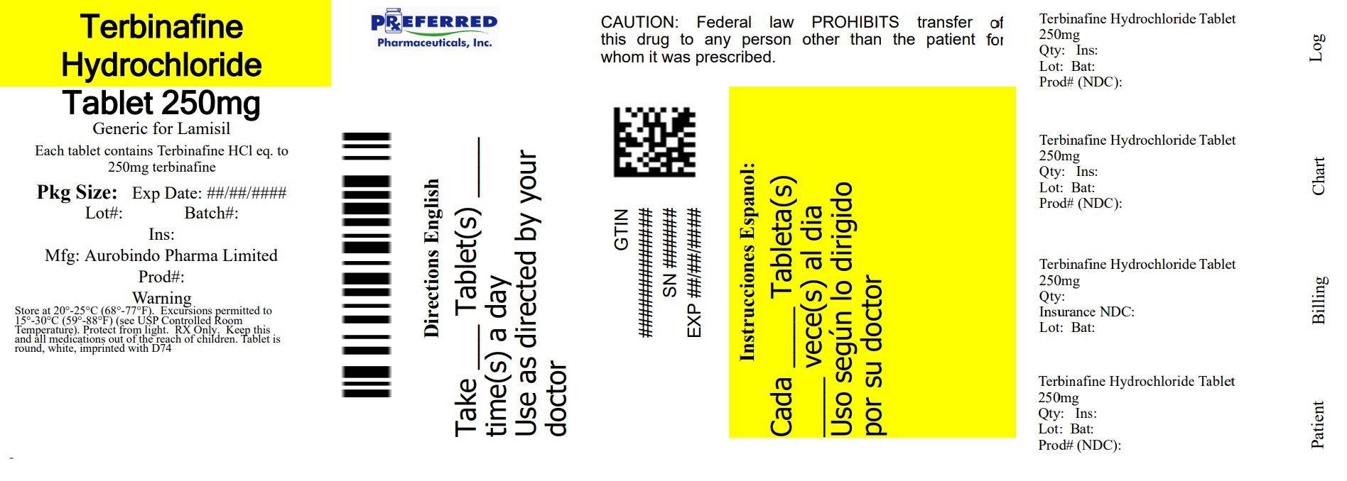 Terbinafine Hydrochloride Tablet 250mg
