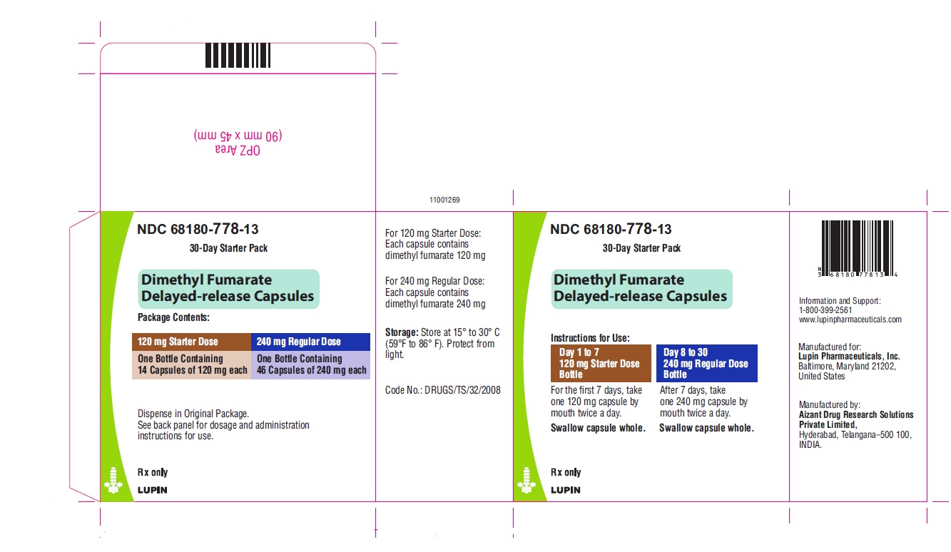 Carton Label: NDC 68180-778-13  30-Day Starter Pack  Dimethyl Fumarate Delayed-Release Capsules
