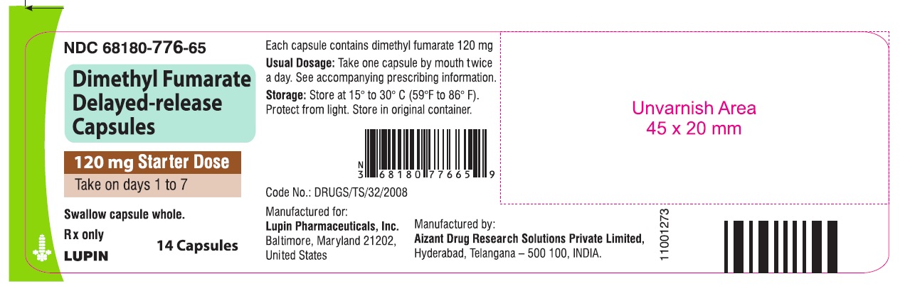 Dimethyl Fumarate Delayed-Release Capsules  NDC 68180-776-65: 120 mg Starter Dose  One bottle containing 14 capsules of 120 mg each