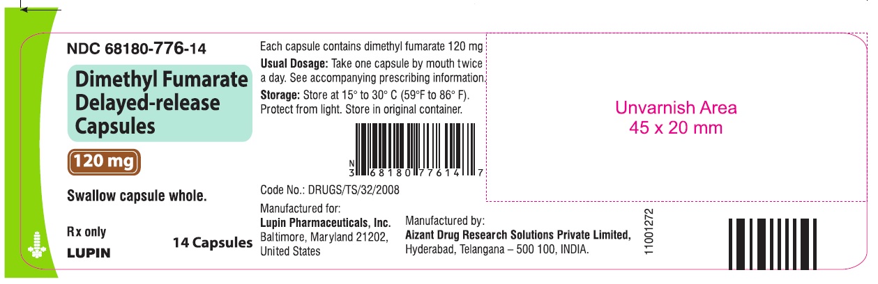 NDC 68180-776-14  Dimethyl Fumarate Delayed-Release Capsules  120 mg  7-day bottle of 14 capsules