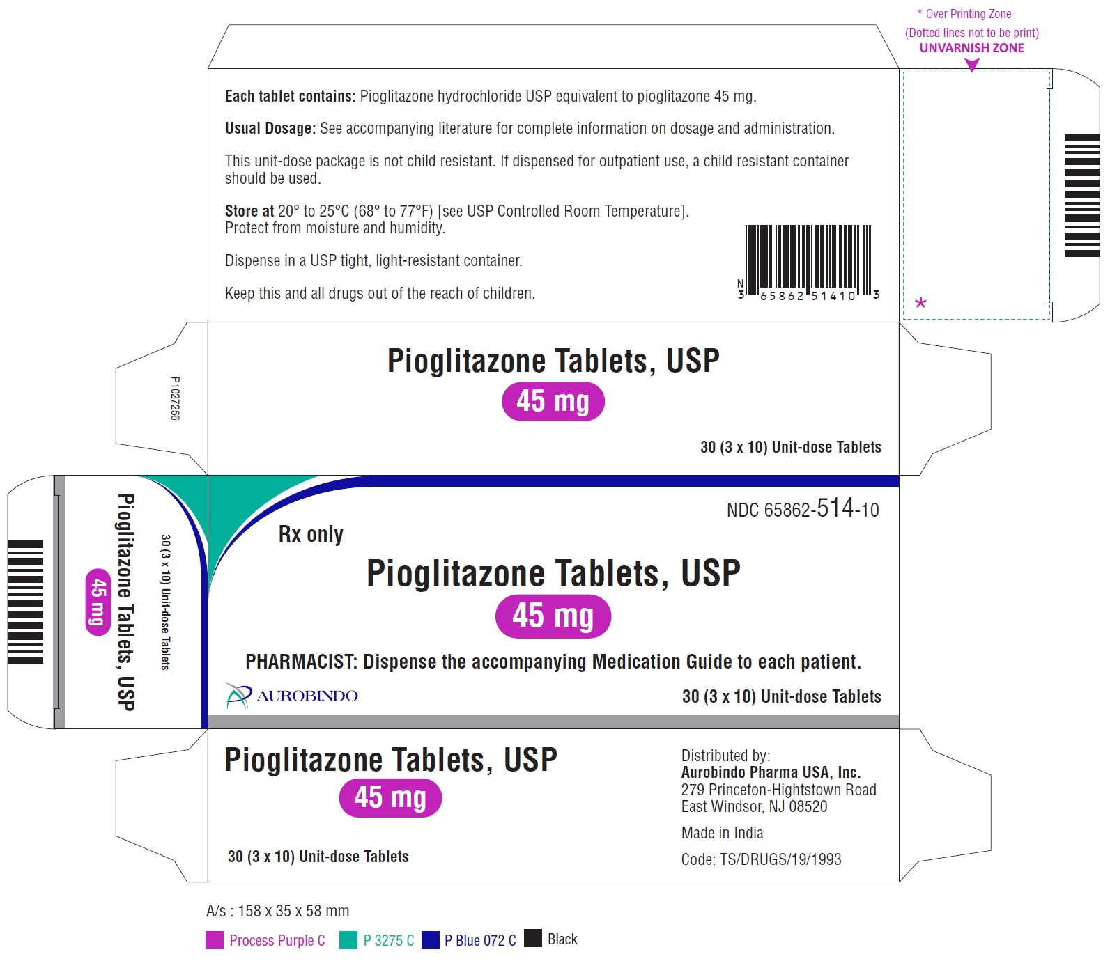 PACKAGE LABEL-PRINCIPAL DISPLAY PANEL - 45 mg Blister Carton (3 x 10 Unit- dose)