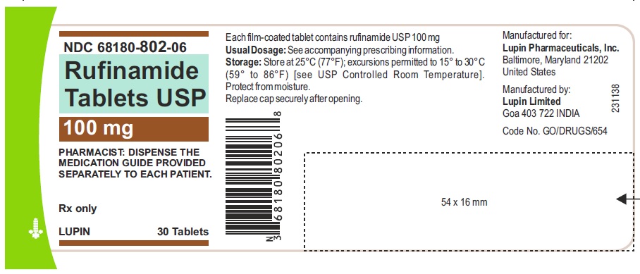 68180-802-06  Container label of 30 tablets