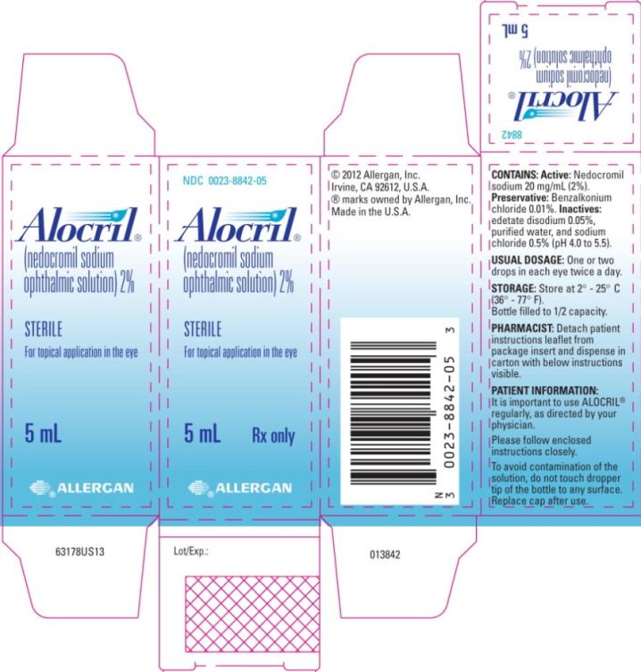 PRINCIPAL DISPLAY PANEL  NDC 0023-8842-05  ALOCRIL®  (nedocromil sodium  ophthalmic solution) 2%  sterile  For topical application in the eye  5 mL  