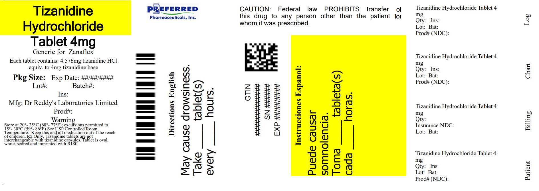 Tizanidine Hydrochloride Tablet 4mg 