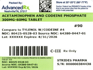 Acetamino and Codeine 300/60mg #90