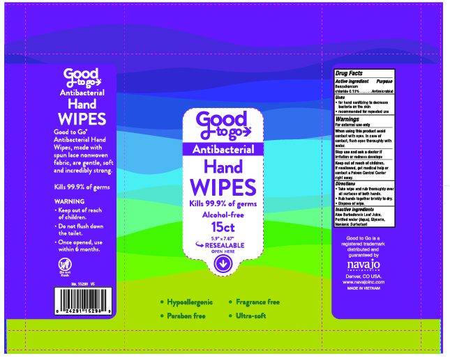 Good to Go Antibacterial Hand Wipes 15ct