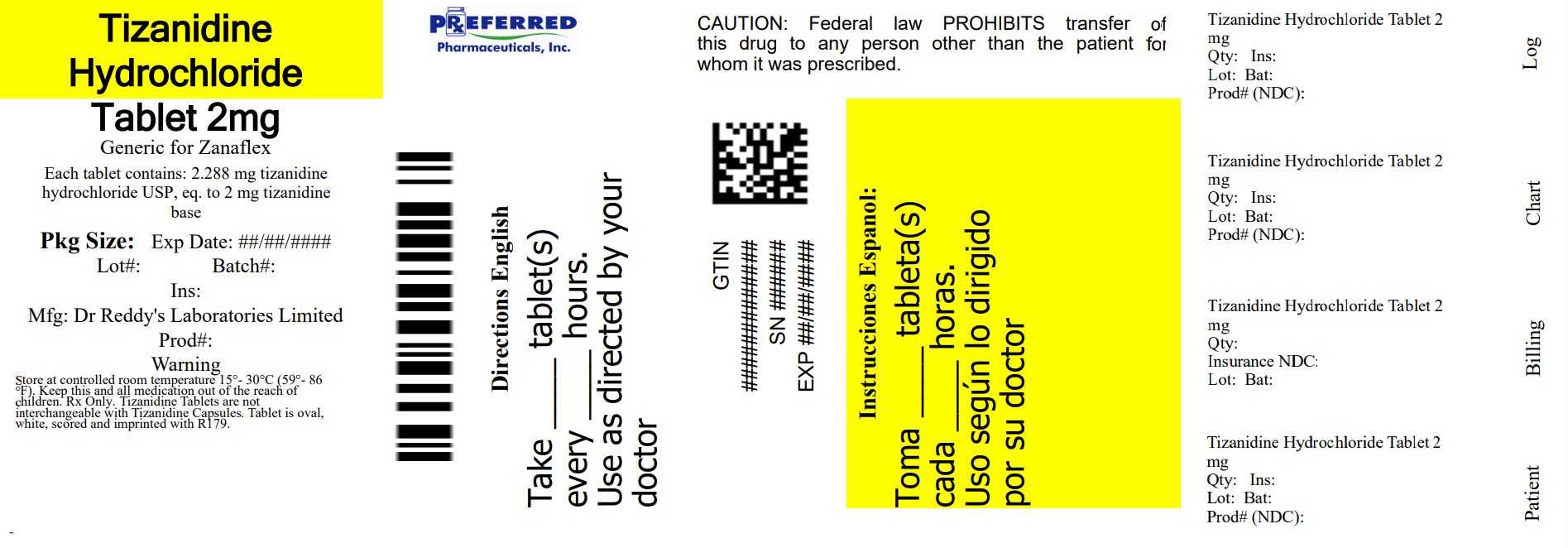 Tizanidine Hydrochloride Tablet 2mg 