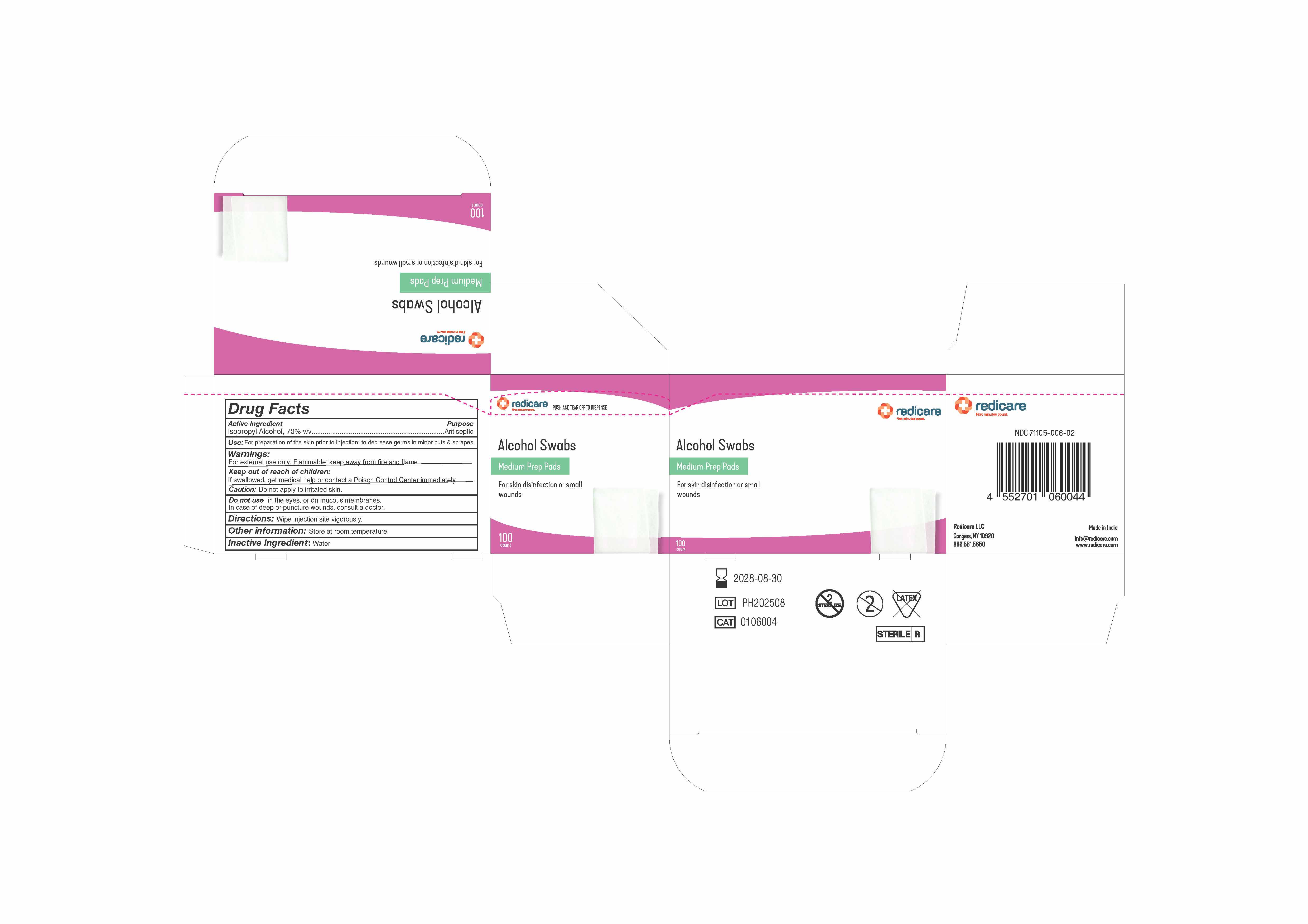 Alcohol Swab- Medium Prep Pad Box of 100