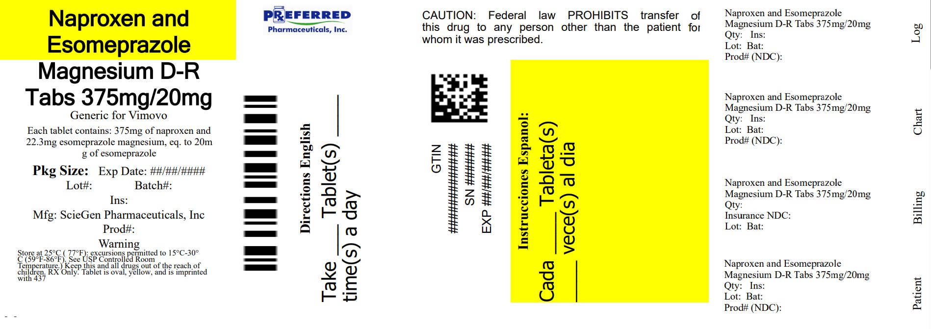 A close-up of a label  AI-generated content may be incorrect.Naproxen and Esomeprazole Magnesium D-R Tabs 375mg/20mg