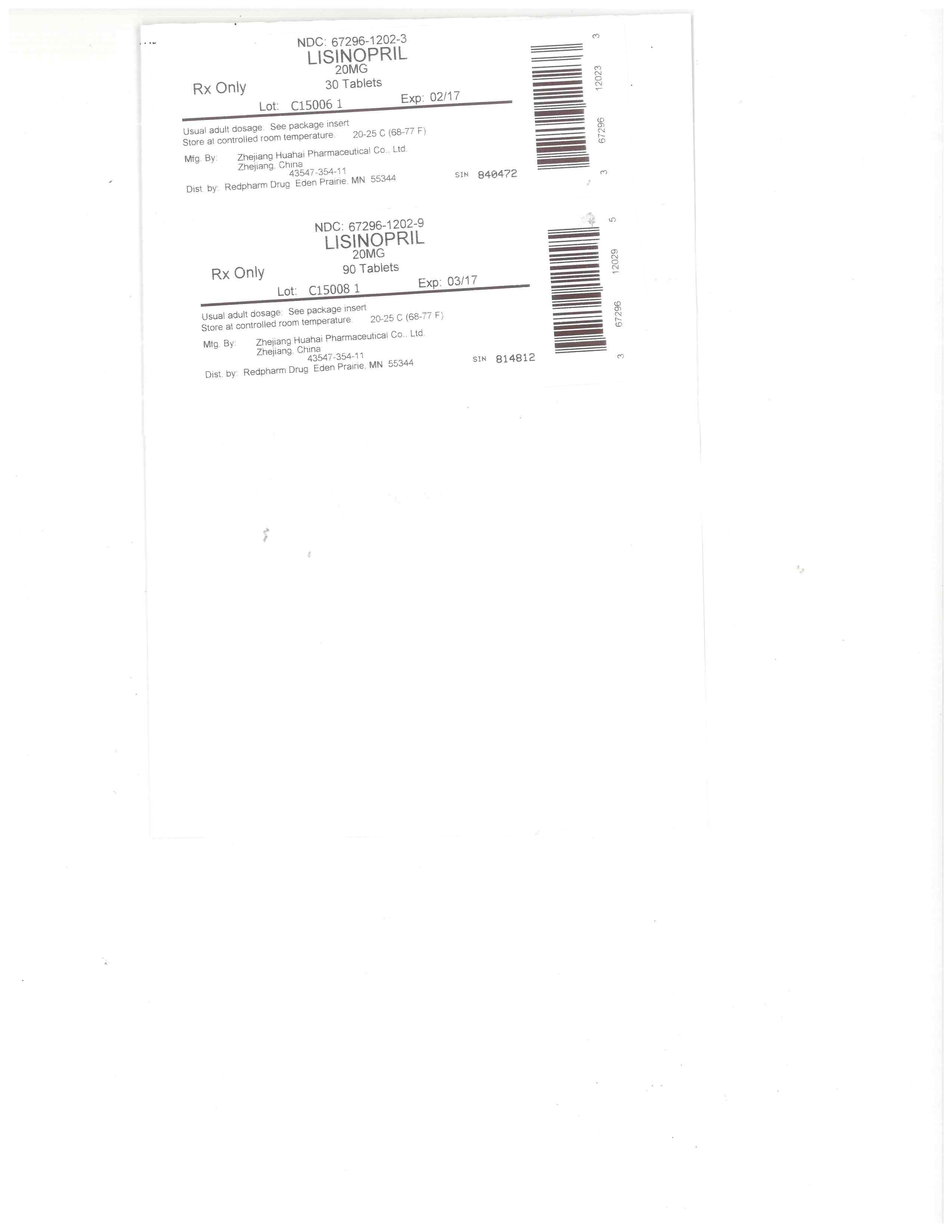 LISINOPRIL 20MG