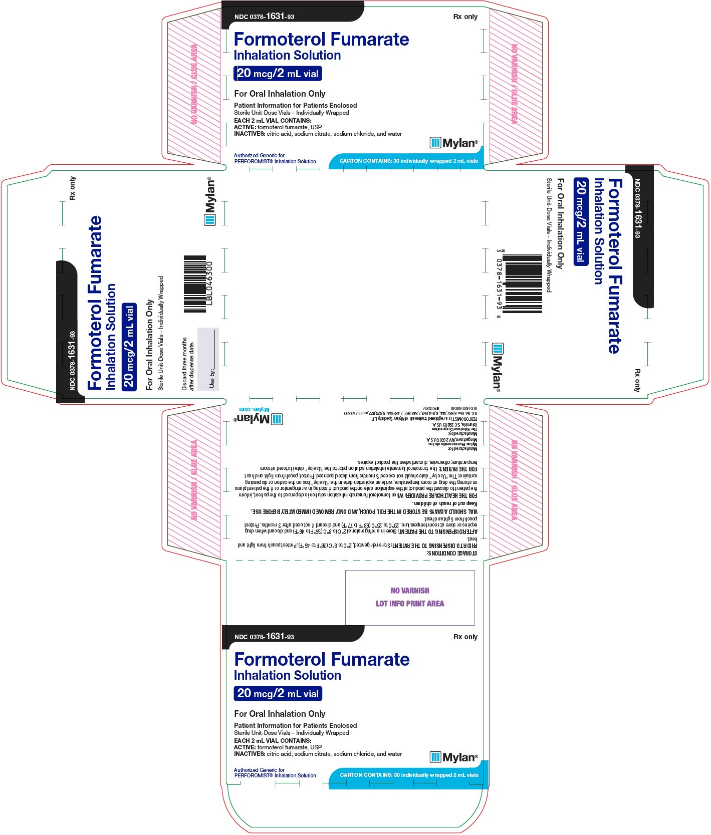 Formoterol Fumarate Inhalation Solution 20 mcg/2 mL Vial Carton Label