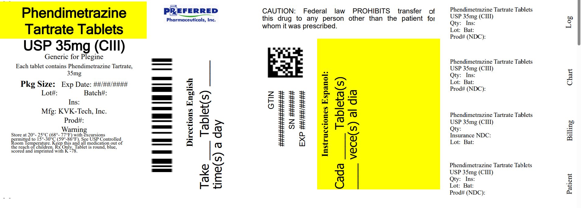 A close-up of a label  AI-generated content may be incorrect.Phendimetrazine Tartrate Tablets USP 35mg CIII 