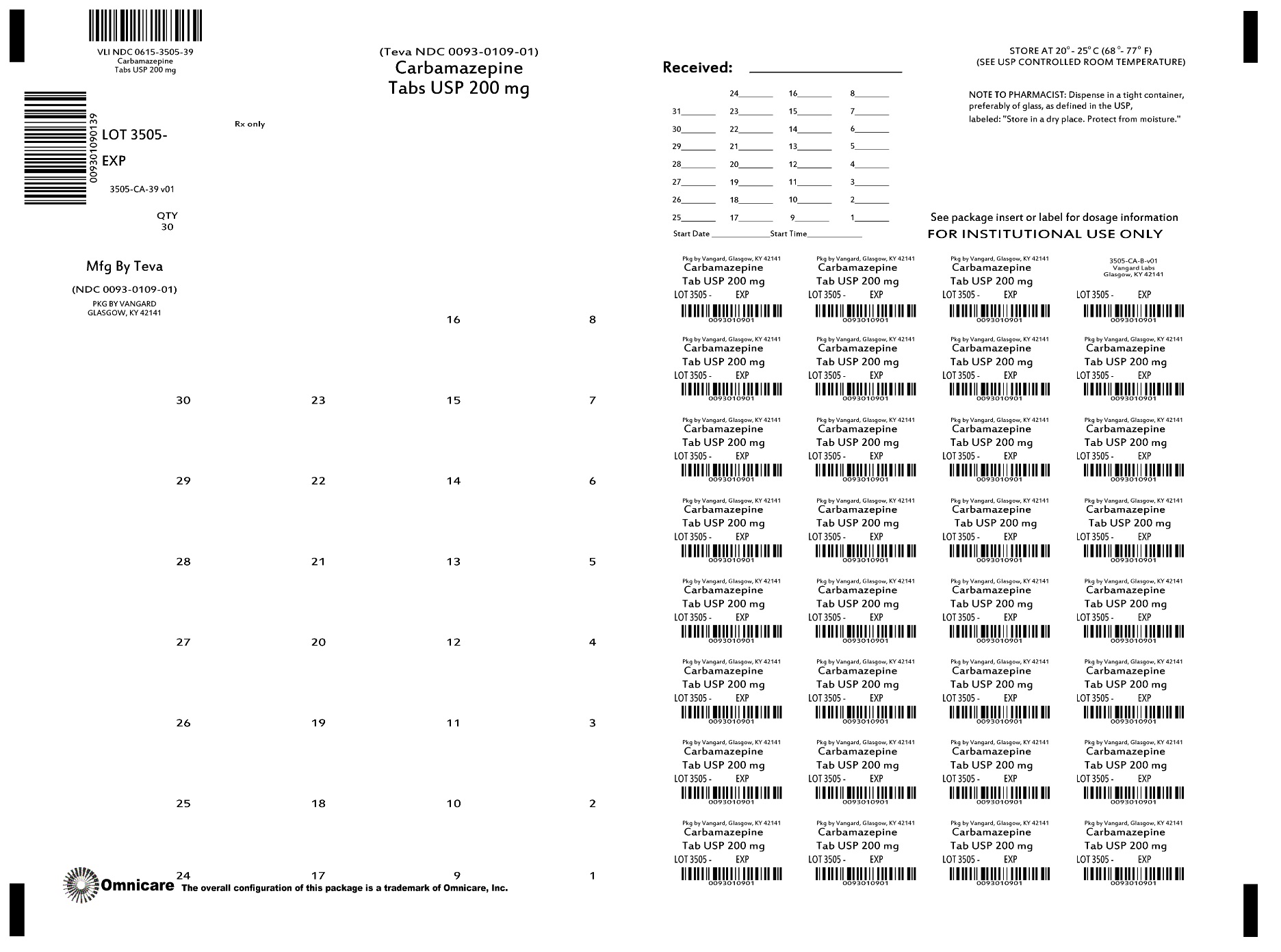 Principal Display Panel-Carbamazepine 200mg Tab
