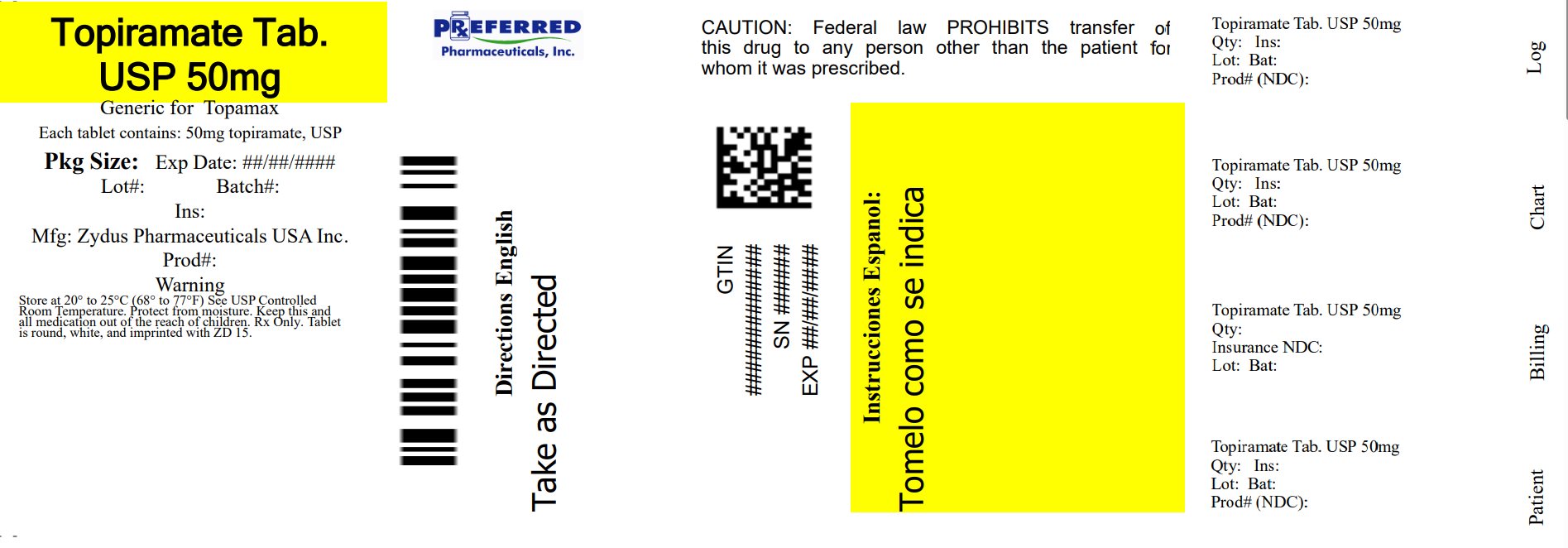 Topiramate Tab USP 50mg