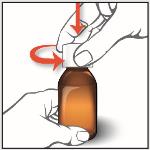 1. Remove the child-resistant cap by pushing down while turning the cap to the left (counter- clockwise).