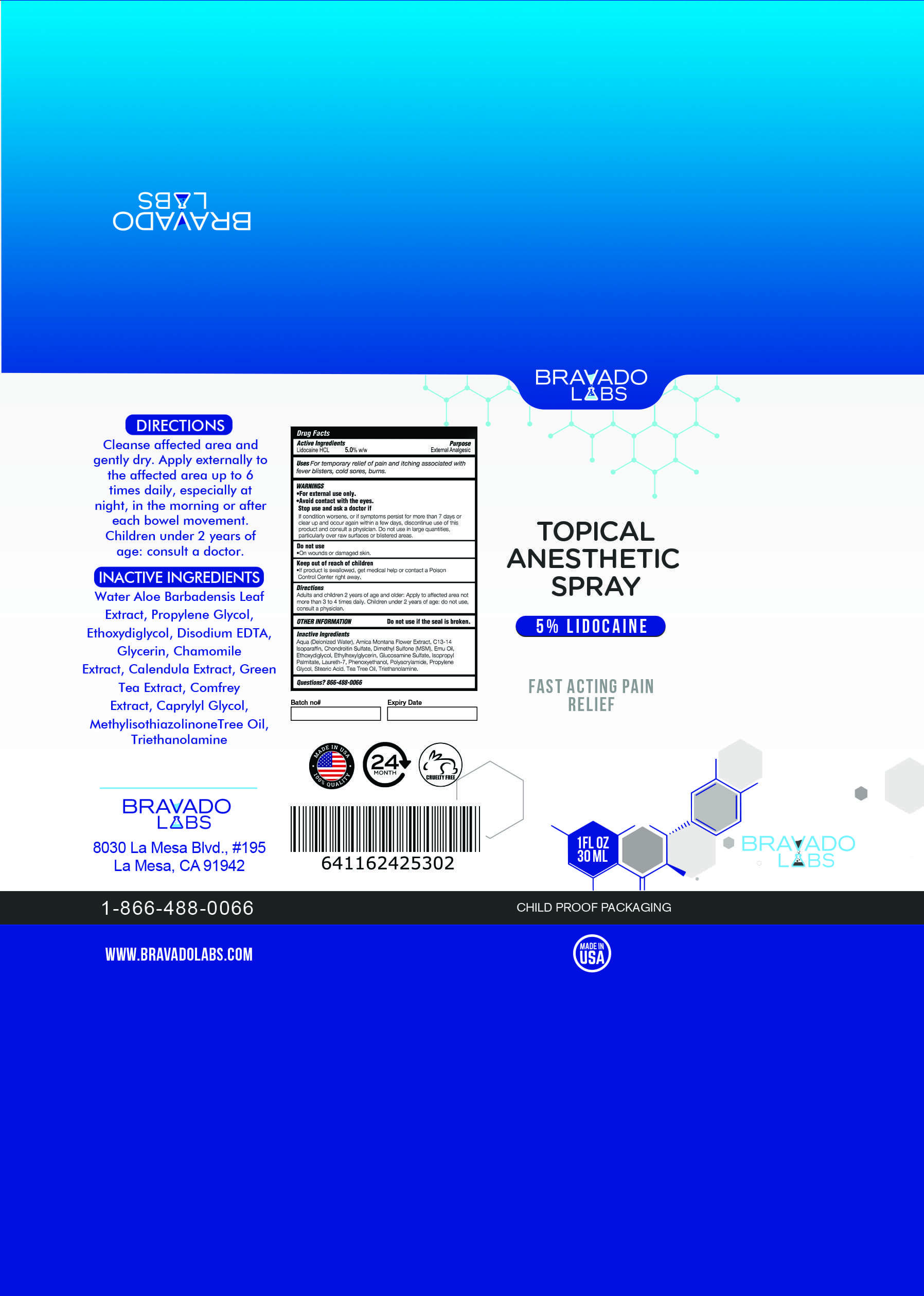 Bravado Labs Numbing Spray BOX