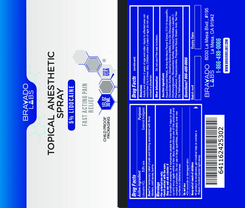 Bravado Labs Numbing Spray LABEL