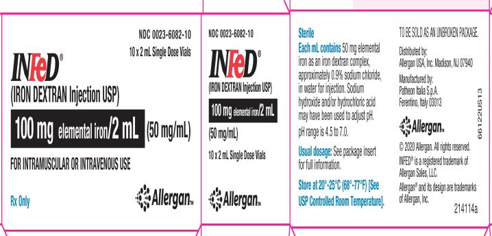 PRINCIPAL DISPLAY PANEL  NDC 0023-6082-10  10 x 2 mL Single Dose Vials  INFeD®  (IRON DEXTRAN Injection USP)  100 mg elemental iron/ 2 mL (50 mg/mL)  FOR INTRAMUSCULAR OR INTRAVENOUS USE  Rx Only  
