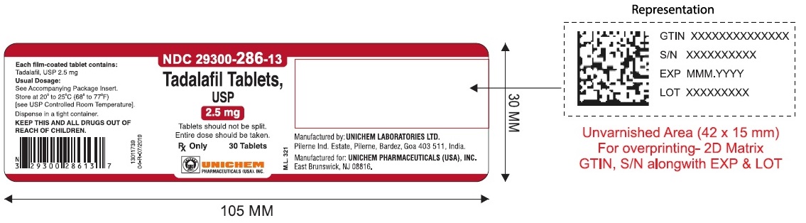 Tadalafil Tablets USP 2.5 mg - 30T Container label