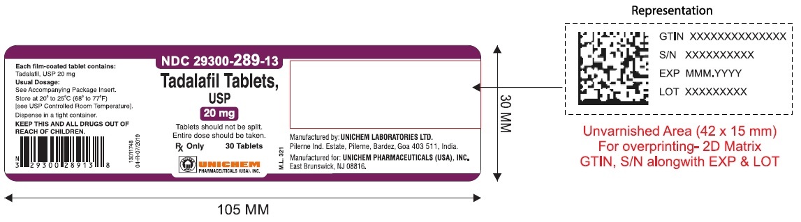 Tadalafil Tablets USP 20 mg - 30T Container label