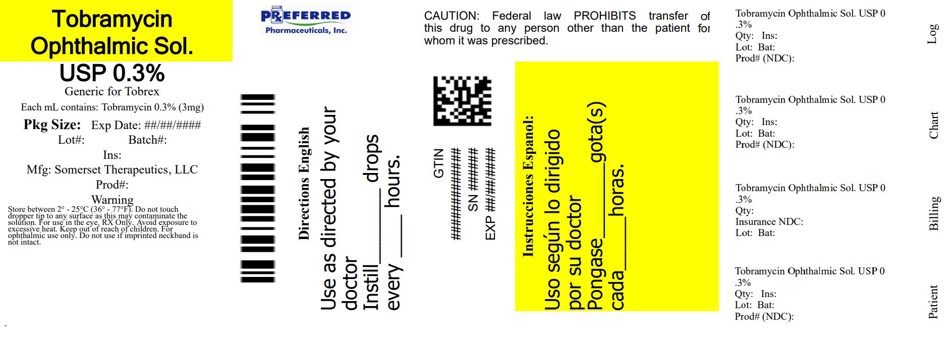 A close-up of a yellow and black text  AI-generated content may be incorrect.Tobramycin Ophthalmic Sol USP 0.3%
