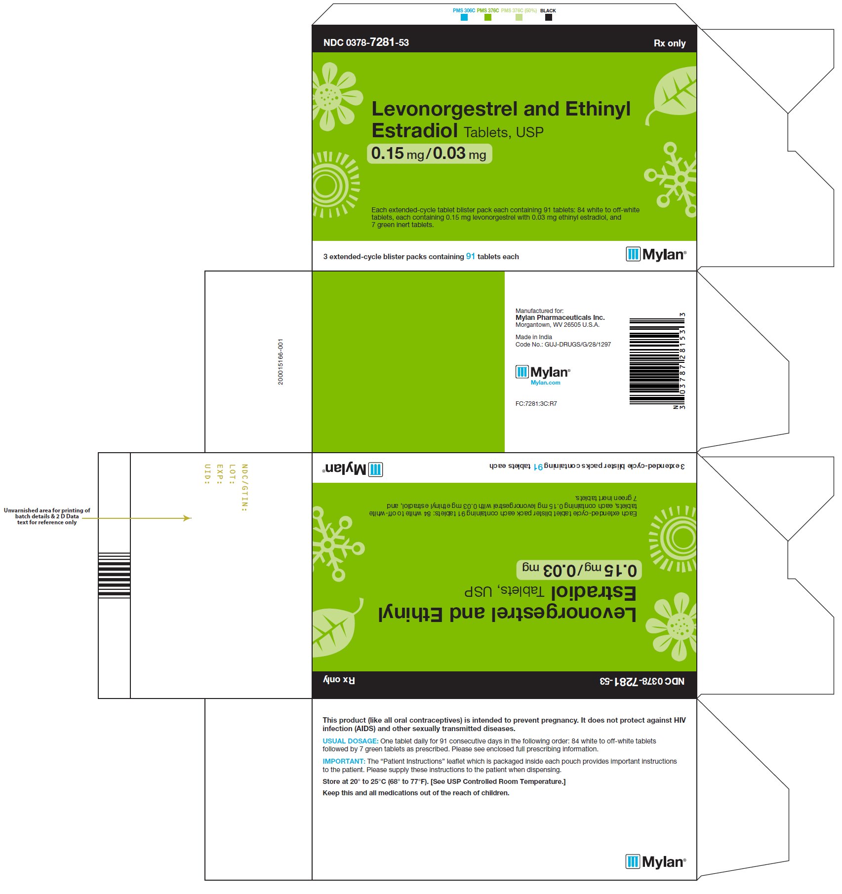 Levonorgestrel and Ethinyl Estradiol Tablets, USP 0.15 mg /0.03 mg