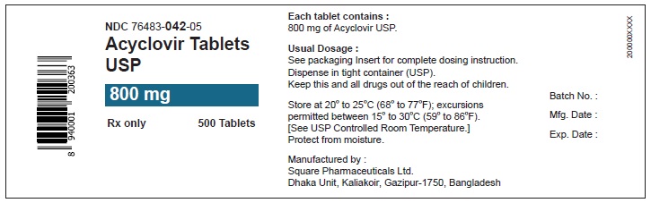 Acyclovir 800 mg 500 Tablets