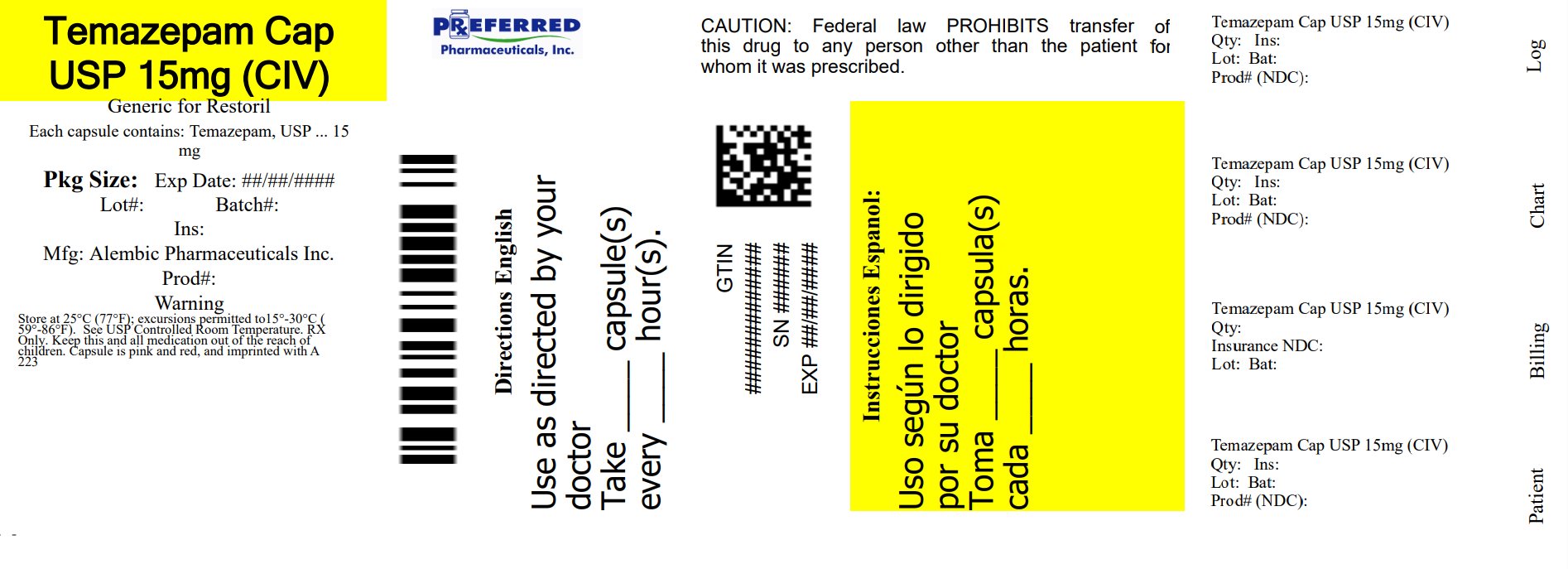 Temazepam Cap USP 15mg CIV