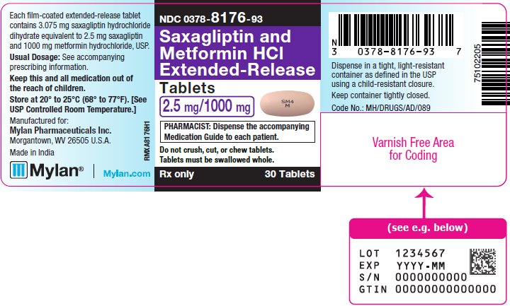 Saxagliptin and Metformin HCl Extended-Release Tablets 2.5 mg/1000 mg Bottle Label