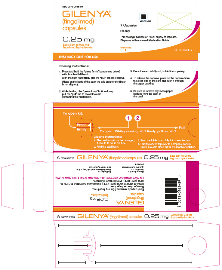 PRINCIPAL DISPLAY PANEL  								Gilenya 								0.25 mg  								7 Capsules