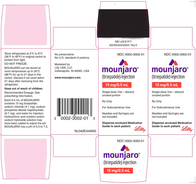 PACKAGE LABEL - Mounjaro 15 mg/0.5 mL, Single-dose Vial  