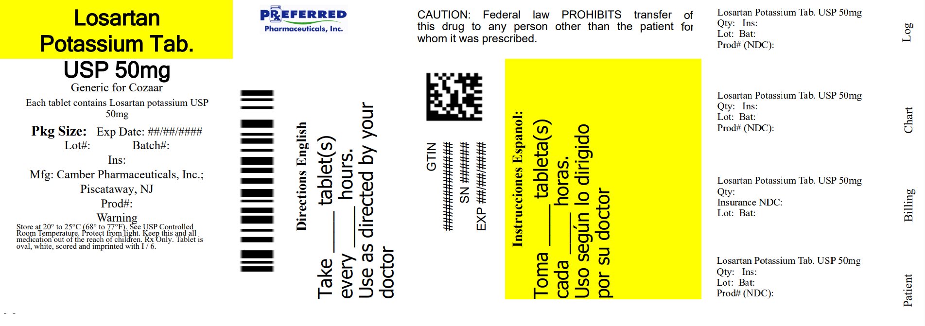 Losartan Potassium Tab USP 50mg